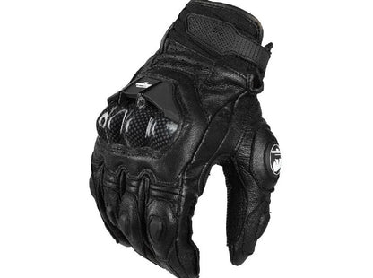 Motorcycle Gloves AFS6 AFS10 AFS18 - Leather Windproof Motocross Mittens with Touch Screen, Men's Protective Motorbike Gloves