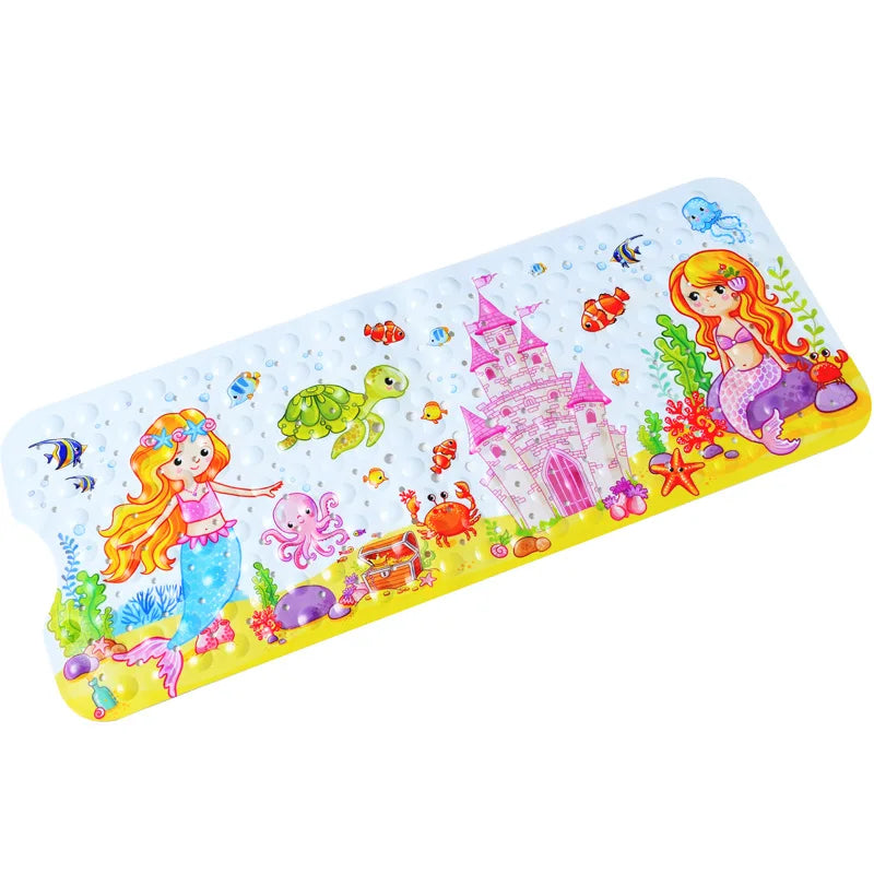 Large Cartoon PVC Bath Mat – Anti-Slip Shower & Bathtub Mat with Suction Cups, Soft Massage Pad for Kids & Elderly