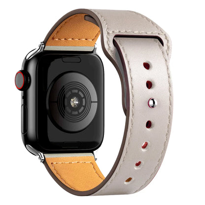 Leather Band for Apple Watch Ultra 2 – Compatible 49mm/45mm/44mm/41mm/40mm/38mm, Wrist Bracelet Strap for iWatch Series 3–9, SE, 4, 5, 6, 7, 8 & 9
