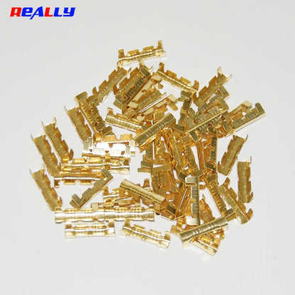 100Pcs U-Shape Copper Ring Terminals - Non-Insulated Car and Motorcycle Cable Wire Butt Splice Crimp Connectors DJ454A/B/C 453 452