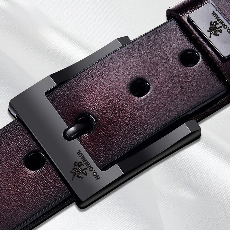 Genuine Leather Men's Belt - High Quality Cowhide Buckle Jeans Belt Casual Business Cowboy Waistband Fashion Accessory