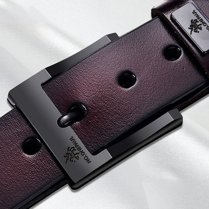 Genuine Leather Men's Belt - High Quality Cowhide Buckle Jeans Belt Casual Business Cowboy Waistband Fashion Accessory
