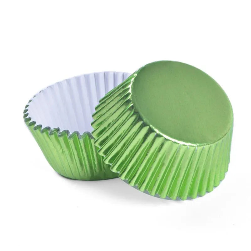 100PCS Gold Foil Tulip Cupcake Liners – Colorful Baking Muffin Wrappers for Weddings, Parties & Dessert Decor