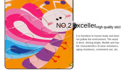 11cm Kids Wooden Jigsaw Puzzle – Cartoon Animal & Vehicle Montessori Educational Toys