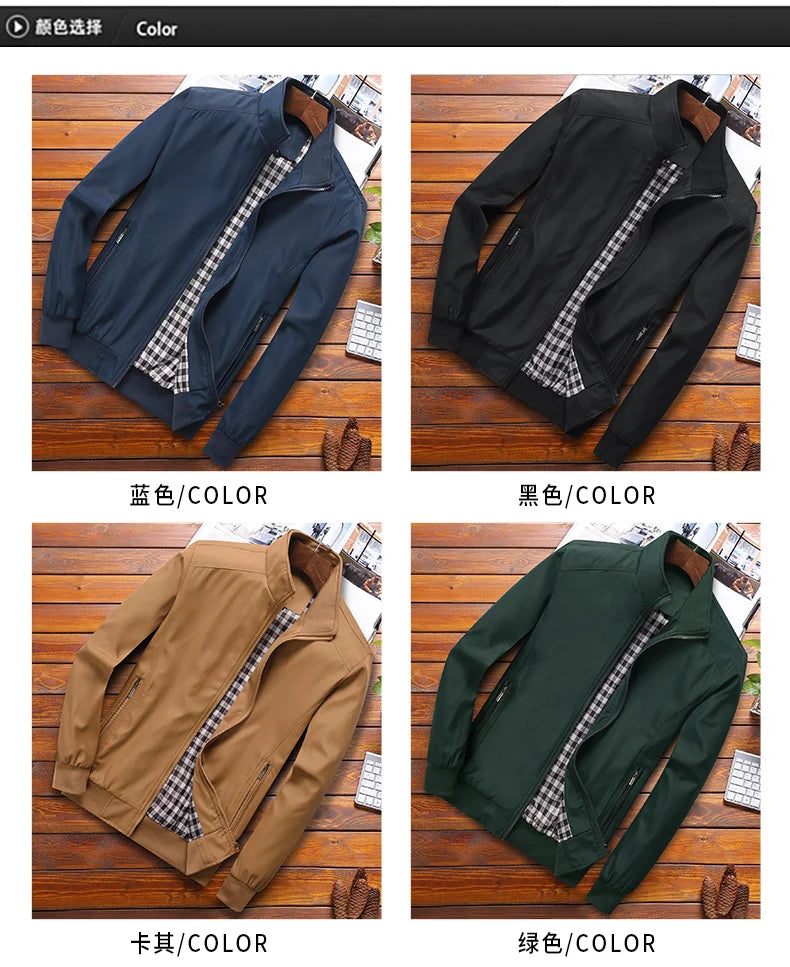 2025 Spring Autumn Men's Bomber Jacket – Casual Solid Slim Fit, Baseball Style, M-6XL & 8XL Sizes
