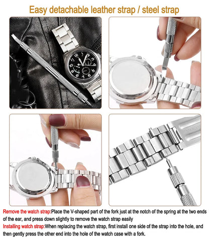 5PCS Professional Adjustable Watch Band Link Remover — Metal Bracelet Pin & Strap Repair Tool Set