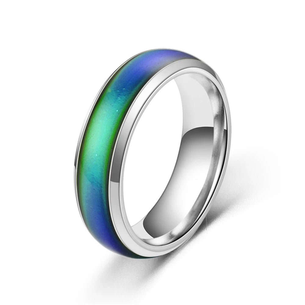 Changing Color Stainless Steel Mood Rings - Emotion Feeling Temperature Rings for Women, Men, Couples - Fine Jewelry Gift