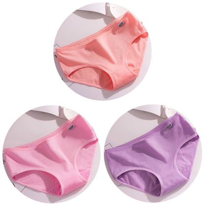 Women’s Cotton Underwear - Candy Color Mid-Waist Breathable Plus Size Briefs