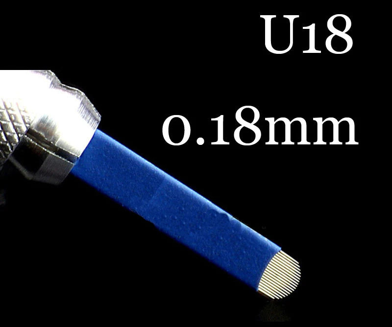 50pcs Microblading Tebori Blades 0.18mm — Manual Tattoo Needles for Permanent Makeup Eyebrows (7/9/12/14/17/21)
