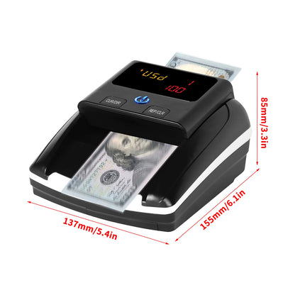 Bisofice Portable Mini Money Counter – Automatic Bill Counter with UV/MG/IR Counterfeit Detection & Paper Quality Check