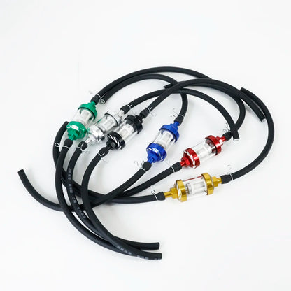 8mm Motorcycle Inner Fuel Filter with Gasoline Filters + 40CM Petrol Fuel Line Hose + 4 Clips for Moto, Scooter, Dirt Bike