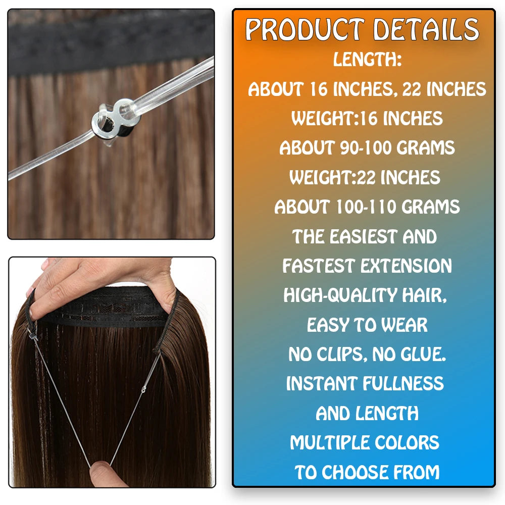 Natural-Looking Synthetic Hair Extension: No-Clip Long Straight Hairpiece in Blonde, Black, and Mixed Colors - False Hair Piece for Women