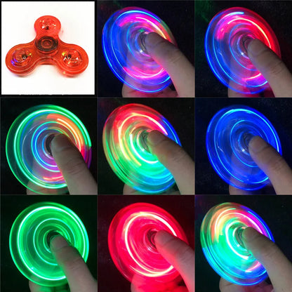 Crystal LED Fidget Spinner — Glow-in-the-Dark Hand Spinner Toy — EDC Kinetic Stress Relief for Kids