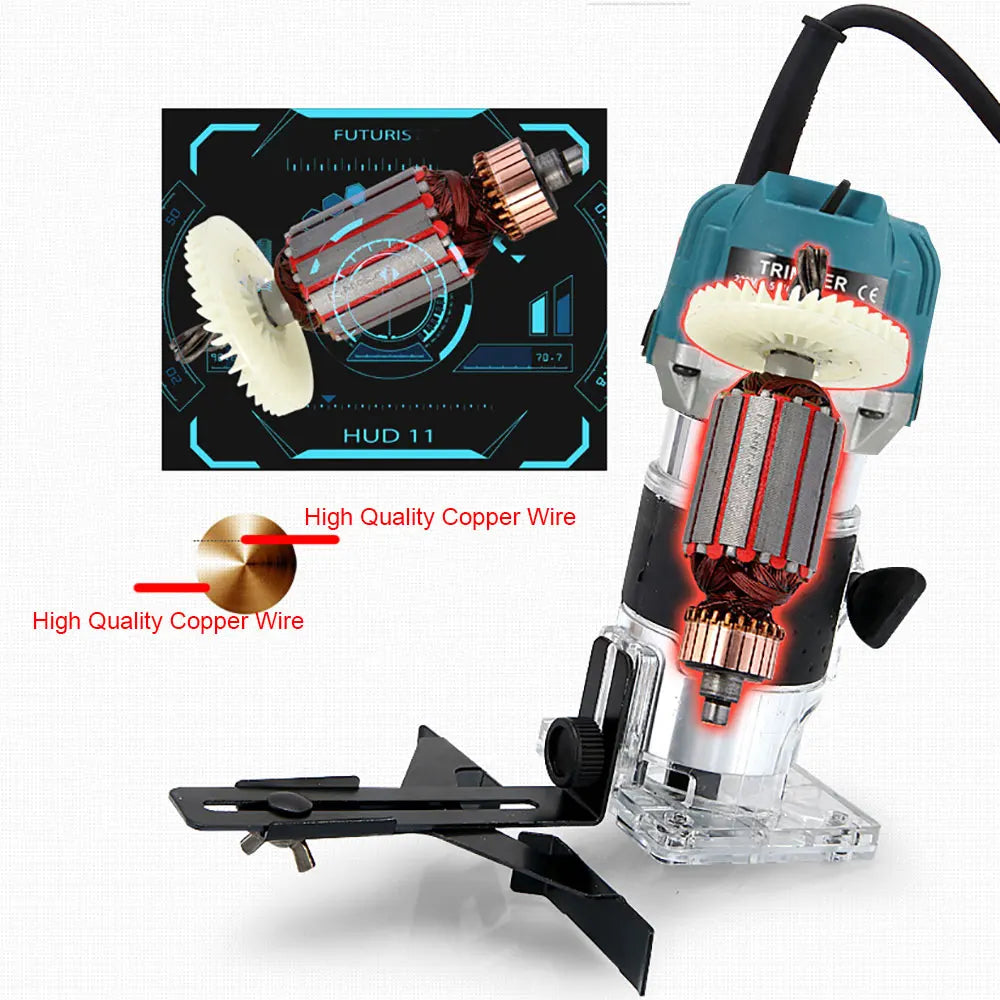 800W 30000RPM Electric Wood Router – 1/4 Inch Woodworking Trimmer & Carving Milling Tool
