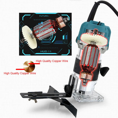 800W 30000RPM Electric Wood Router – 1/4 Inch Woodworking Trimmer & Carving Milling Tool