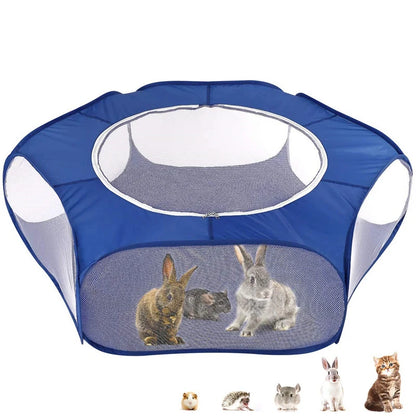 Portable Transparent Small Pet Cage – Foldable Playpen Tent for Hedgehogs, Dogs, Hamsters, Rabbits & Guinea Pigs