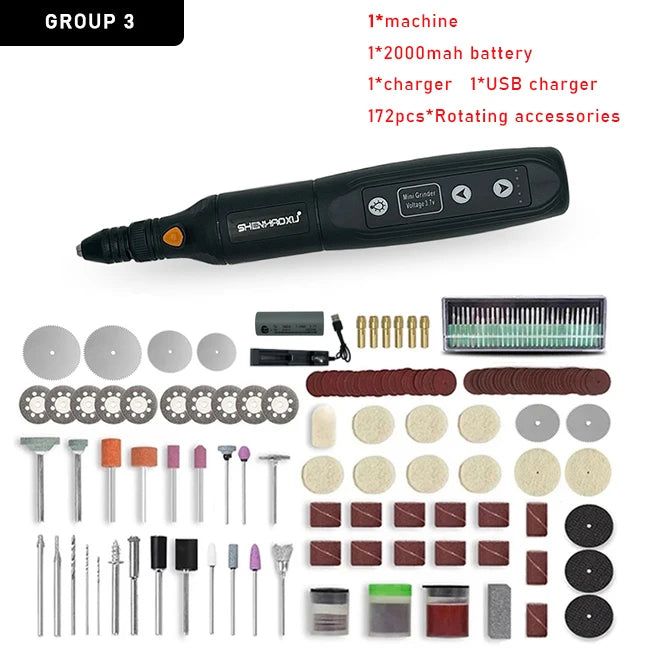 Cordless Electric Rotary Tool – 5-Speed Rechargeable Drill Grinder with LED & Removable Battery for Engraving & Woodworking