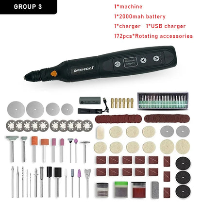 Cordless Electric Rotary Tool – 5-Speed Rechargeable Drill Grinder with LED & Removable Battery for Engraving & Woodworking