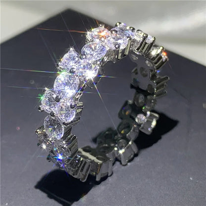 925 Sterling Silver Eternity Band Ring - CZ Diamond Promise Engagement Wedding Jewelry for Women & Men