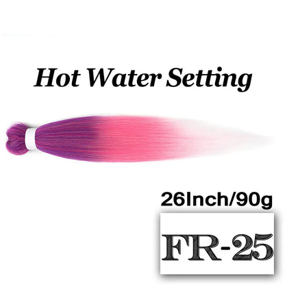 26-Inch Pre-Stretched Braiding Hair Extensions – Synthetic Afro Crochet Braids for DIY, Jumbo Braid in Purple, Pink, Peach & Red