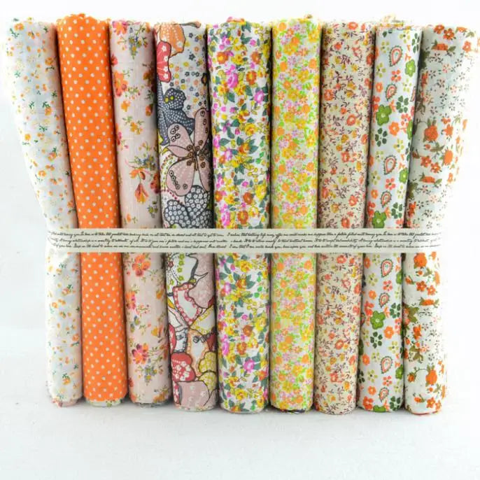 African Ankara Cotton Fabric - 9-Piece 50x50CM Floral Patchwork Sewing Tilda Cloth Fabric Set