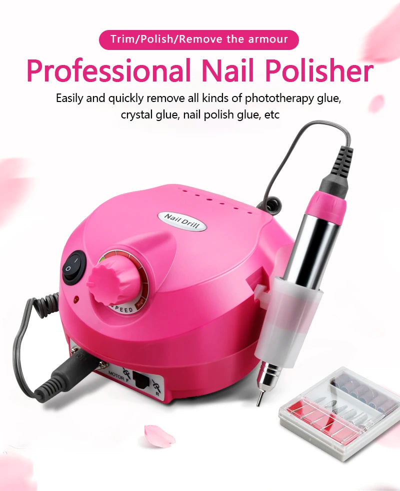 35,000/20,000 RPM Electric Nail Drill Machine – Professional Manicure & Pedicure File with Mill Cutter Sets for Nail Tips