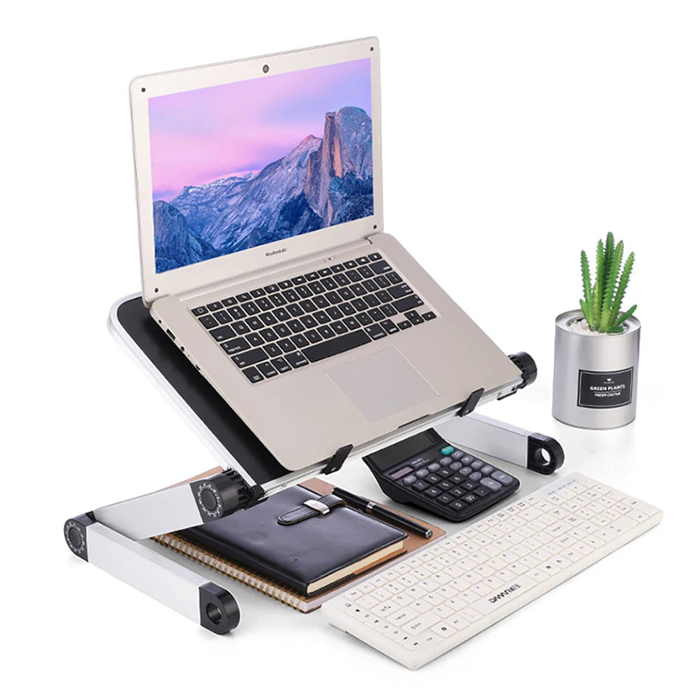 Adjustable Aluminum Laptop Desk Stand - Portable Ergonomic Lapdesk with Mouse Pad for Bed, Sofa, and TV Viewing