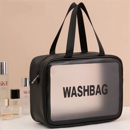 Portable Travel Wash Bag for Women: Transparent Waterproof Makeup Storage Pouch - Large Capacity Cosmetic Organizer Beauty Case