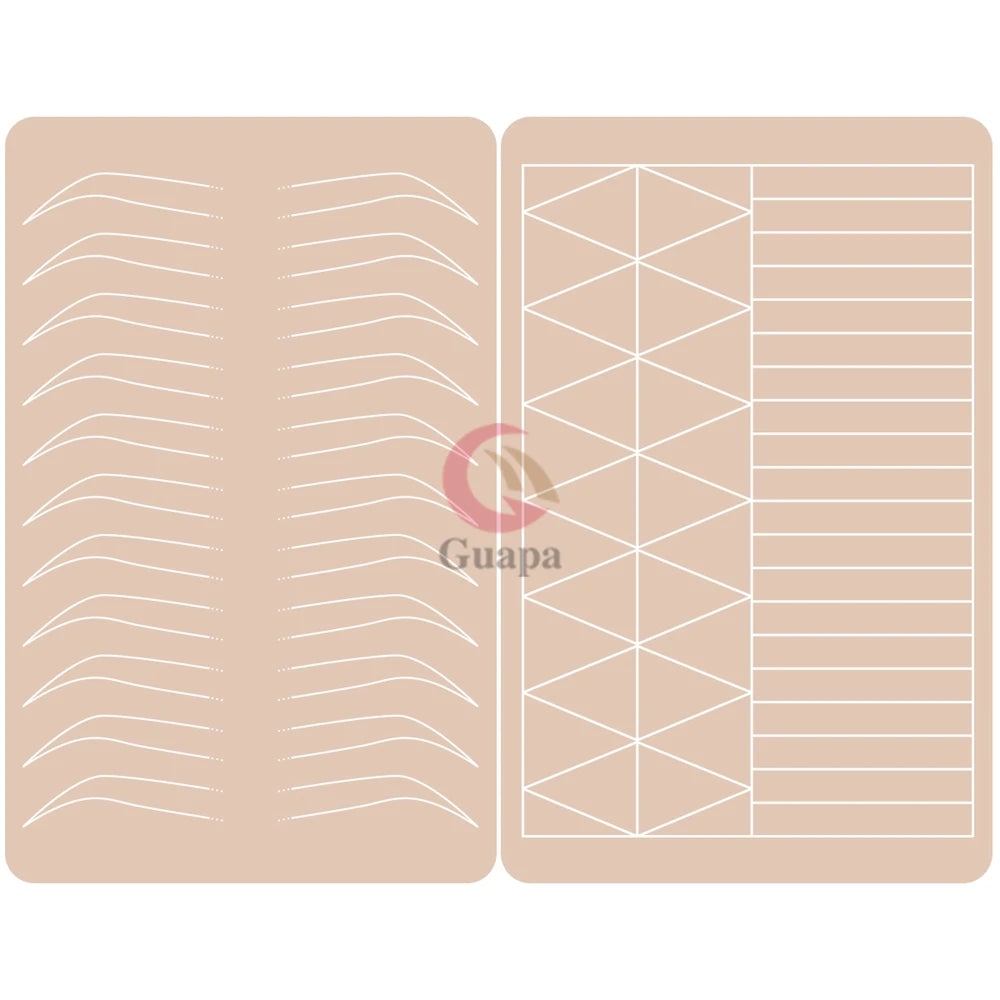 Silicone Practice Skin for Permanent Makeup — Double-Sided Latex Sheet with Brows Design for Hair Stroke Training