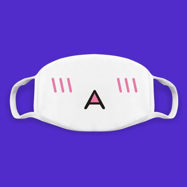 Kawaii Anime Expression Cotton Face Mask – Breathable Smile Mouth Muffle for Unisex Korean Style