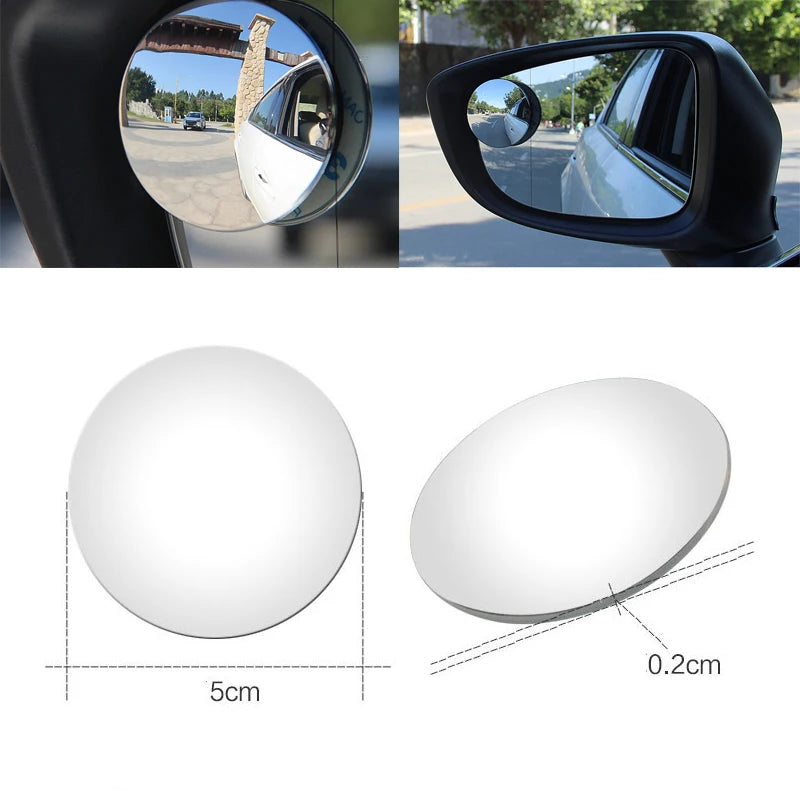 2PC 360° HD Frameless Blind Spot Mirrors – Ultrathin Wide-Angle Convex Rear View Car Accessories