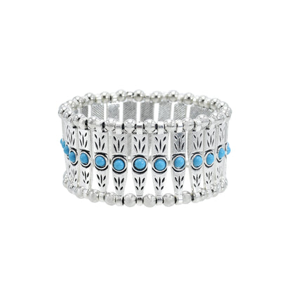 Gypsy Boho Tibetan Turquoise Bracelet for Women & Men – Vintage Elastic Ethnic Bangle Jewelry