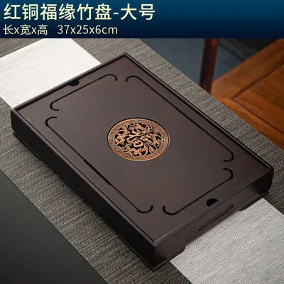 Natural Bamboo Wood Tea Tray – Rectangle Tea Set with Drainage, Water Storage Board for Chinese Tea Cups, Home Accessories