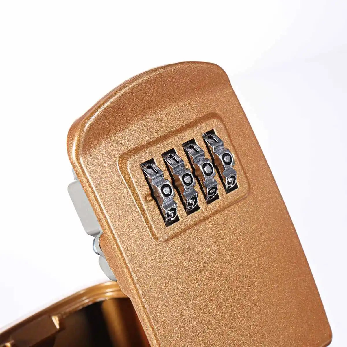 Mini Key Lock Box – Wall Mounted Alloy Safe Organizer with 4-Digit Combination for Indoor & Outdoor Security Storage