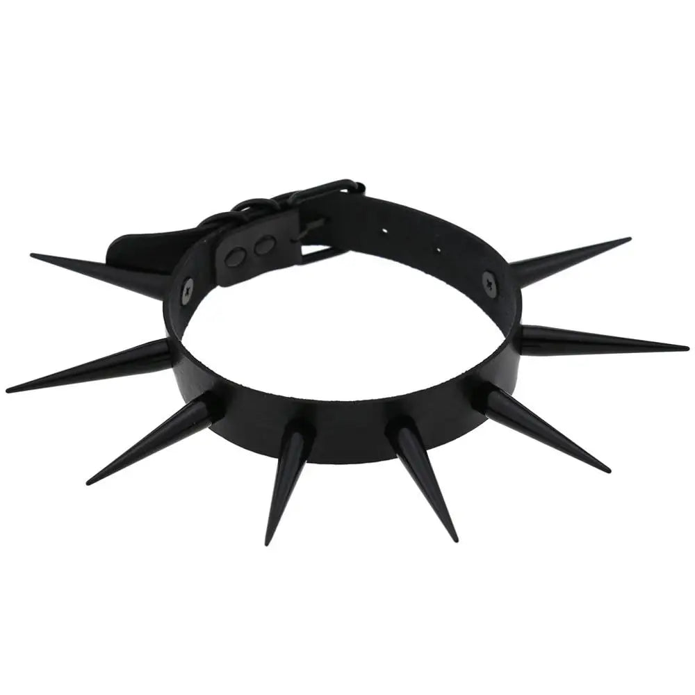 Big Long Spiked Choker Collar – Cool Punk Necklace for Women & Men, Metal Rave Festival Goth Jewelry