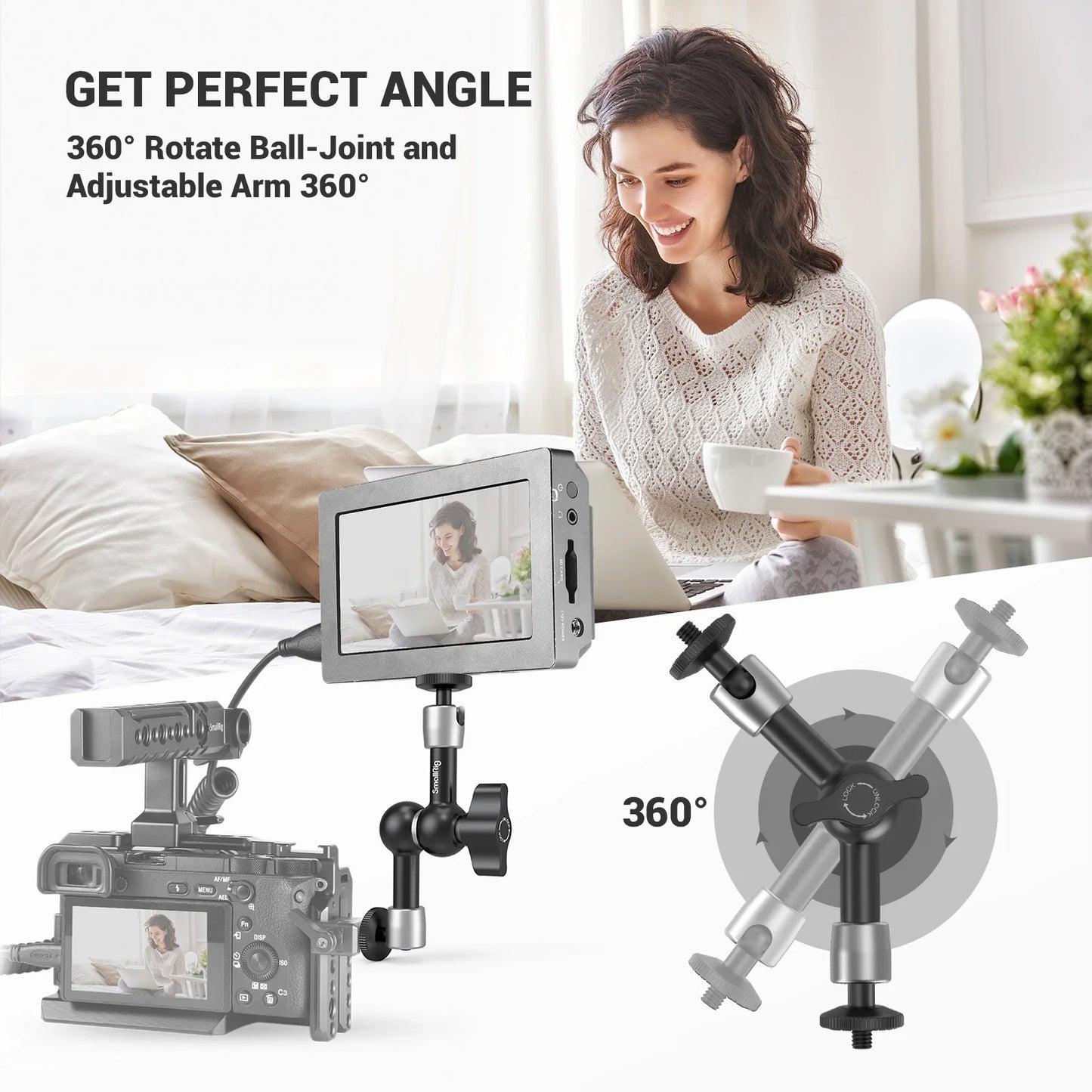 SmallRig 5.5" Articulating Magic Arm 2065B – Adjustable Friction Mount with 1/4" Screw for DSLR, LED Light & Monitor Accessories