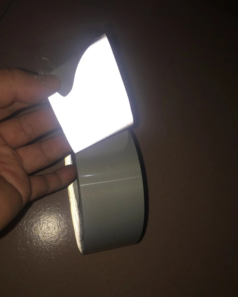 Bright Silver Reflective Tape - Self-Adhesive Polyester Warning Fabric, 5cm Wide, EN471 Class 2