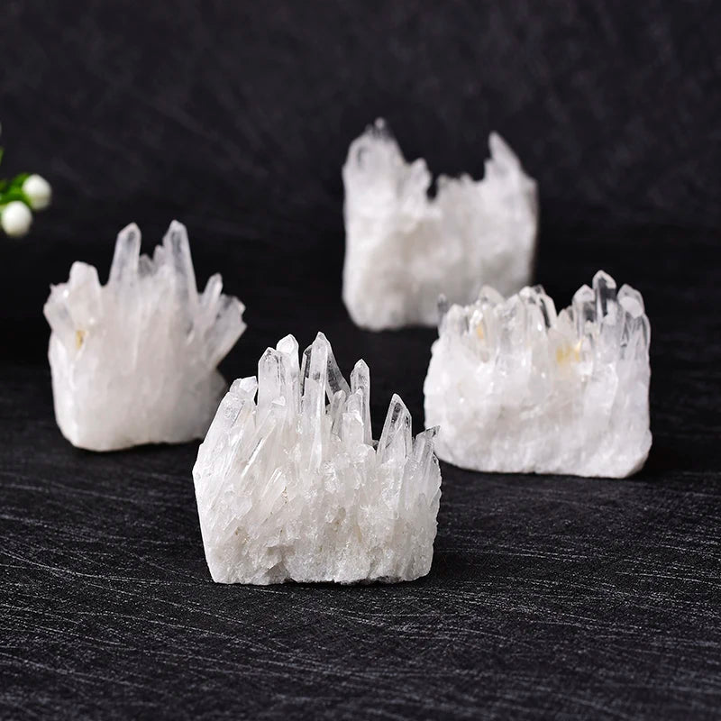 Natural White Quartz Crystal Cluster — Healing Reiki Stone Point Specimen for Health & Home Decoration Raw Crystals