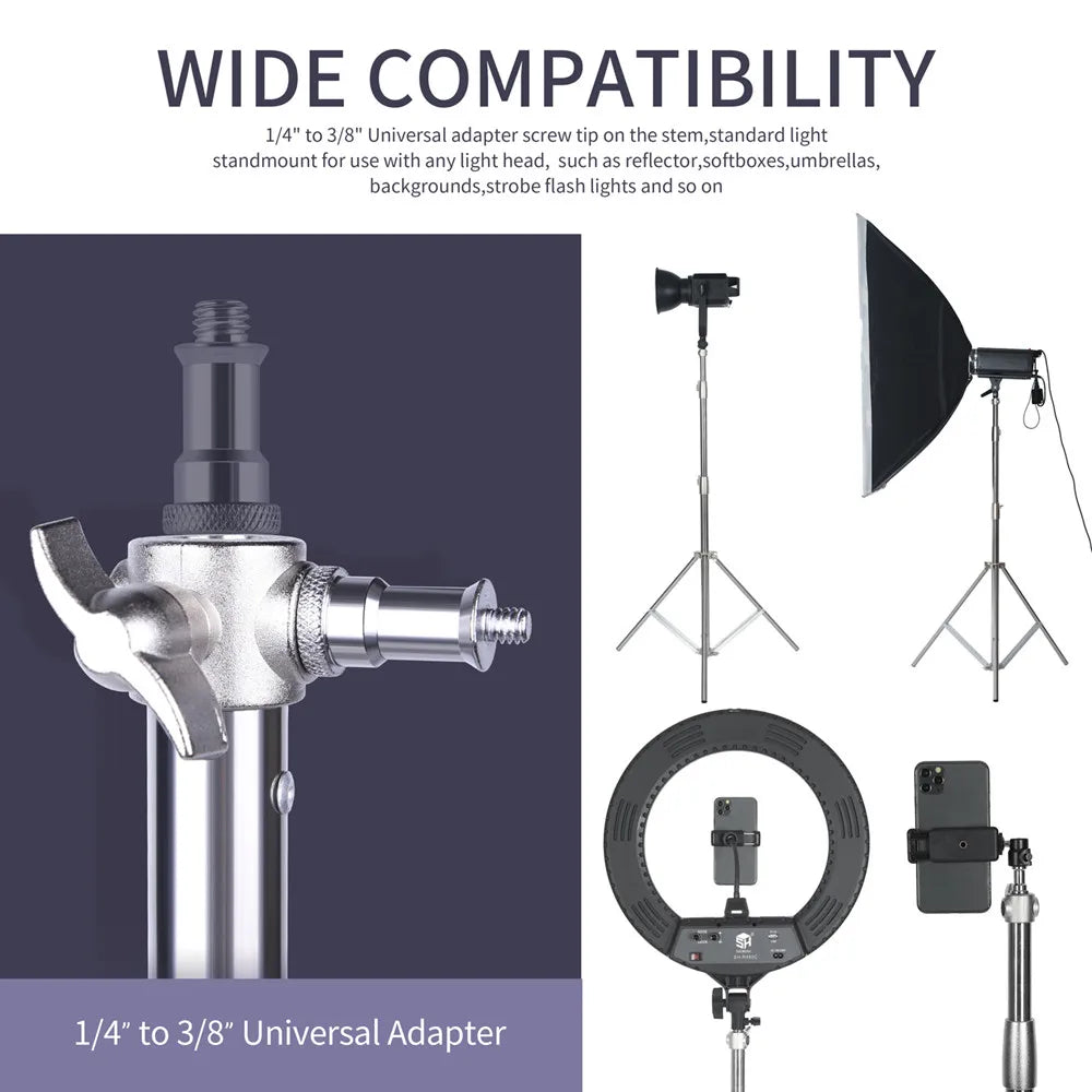 2.8M Stainless Steel Tripod Light Stand – Foldable Magic Leg C-Stand for Spot Light, Softbox, Photography Studio