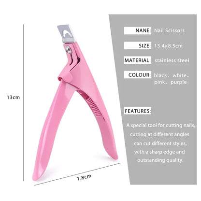 Professional Fake Nail Cutter - U-Type Acrylic Nail Tip Edge Trimmer Stainless Steel Manicure Tool
