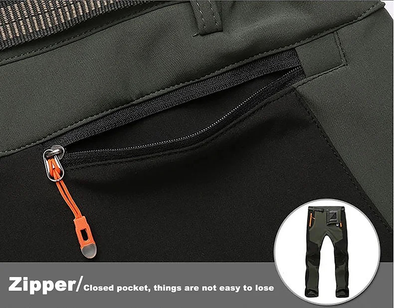 LNGXO Men’s Fleece Hiking Pants – Thick Warm Winter Waterproof & Windproof Soft Shell Ski, Trekking, and Camping Trousers