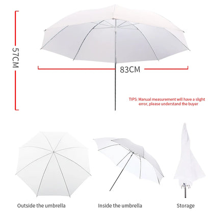 4-Pack 33"/83cm Soft White Translucent Umbrellas — Photo & Video Studio Lighting Diffusers for Photography Flash