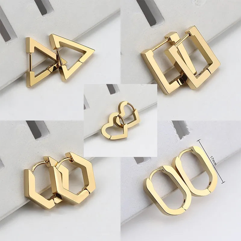 MEYRROYU Stainless Steel Mini Hoop Earrings – 3 Color Geometric Jewelry for Women & Men