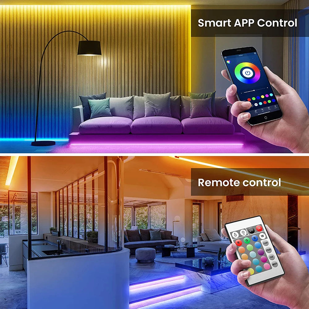 USB RGB LED Strip Light - 5050 SMD Flexible Bluetooth LED Tape Lamp for TV Desktop Room Decoration