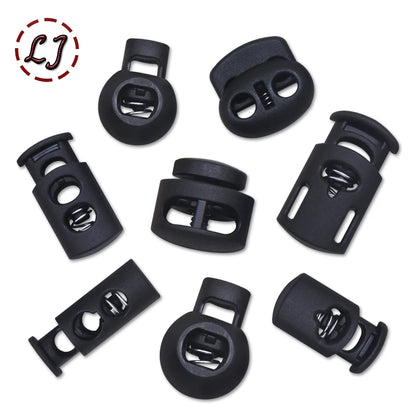 10pcs Plastic Cord Lock Stopper – Black Frost Toggle Clips for Shoelaces, Sportswear & DIY Bag Accessories