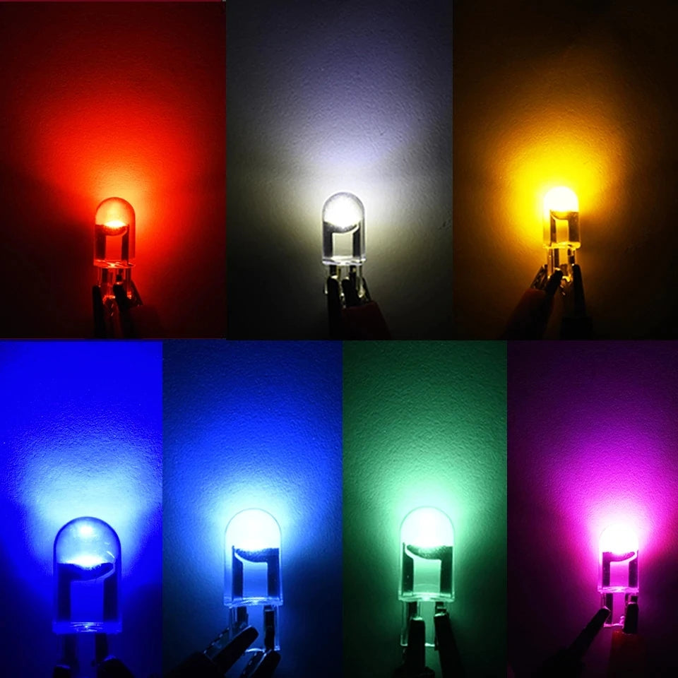 2PCS W5W LED T10 Car Light – COB Glass 6000K White License Plate Lamp, Dome, Reading, DRL Bulb Style, 12V