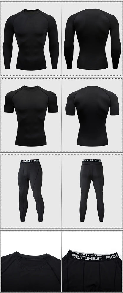2-Piece Men’s Compression Sportswear Set — Gym, Yoga, Workout & Jogging Tracksuit