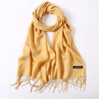 Desgine Solid Cashmere Scarf – Warm Autumn Winter Shawl Wrap with Tassels, Unisex Pashmina for Women and Men 2024