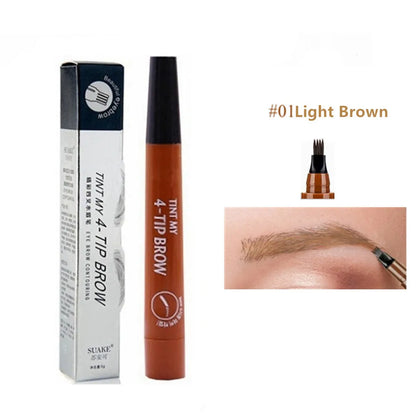 4D Microblading Eyebrow Pen – 4-Fork Tip Waterproof Long-Lasting Eyebrow Tattoo Pencil for Natural Fine Hair-Like Makeup