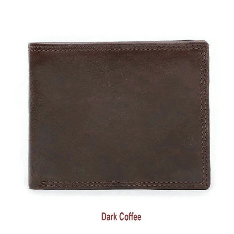 GENODERN Genuine Cow Leather Men’s Wallet with Coin Pocket – Vintage RFID Blocking Slim Male Purse Card Holder Leather Wallet